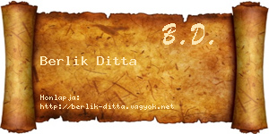 Berlik Ditta névjegykártya
